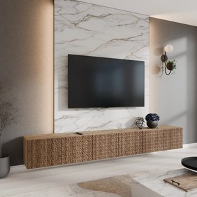 Szafka RTV wisząca ROVA 300 cm do Salonu pod Telewizor - Dąb artisan