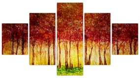 Obraz - Malowanie lasu liściastego (125x70 cm)