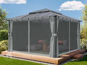TOOLPORT 4x4m Pawilon ogrodowy Hardtop, z 4 ścianami bocznymi, średnioszary - (300682)