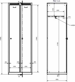 Metalowa szafka ubraniowa S7, 2-drzwiowa, 1500 x 600 x 500 mm, demontaż, zamek obrotowy, drzwi ciemnoszare