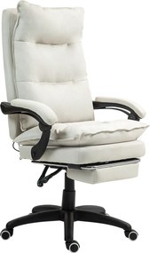 Vinsetto Krzesło Biurowe z Masażem, Fotel do Pracy z Funkcją Masażu, Regulowany Ergonomiczny Fotel Obrotowy, Nylon, Kremowy