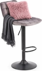 Szary pikowany welurowy hoker z oparciem B9-K95