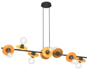 Czarno-pomarańczowa regulowana lampa wisząca - D160 H9-Z07