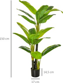 HOMCOM sztuczne rośliny w doniczkach 150 cm banan sztuczne drzewo sztuczna roślina doniczkowa