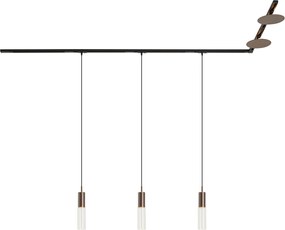 Nowoczesny system szynowy czarny z 3 lampami wiszącymi i 2 lampami sufitowymi brązowy 1-fazowy - Iconic Lloyd Pulley
