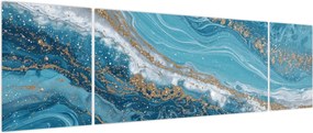 Obraz - Jasnoniebieski marmur ze złotem I. (170x50 cm)