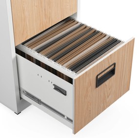 Metalowa szafa kartotekowa SARA V5, 460 x 1630 x 620 mm, Eco Design: biała/ dąb sonoma