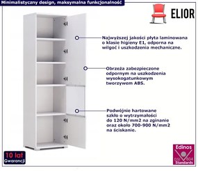 Biały regał słupek z witryną - Wilhelm 9X
