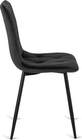 Zestaw Stół Kwadratowy Rozkładany MAX 80-160 cm Dąb Craft/Czarny i 4 Krzesła ROBIN Czarne Welurowe