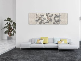 Obraz - Teksturowane liście (170x50 cm)