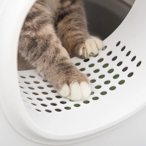 PawHut kuweta dla kota z ażurowym dnem i otwieranym dachem, kolor biały + jasnoszary, 55 x 40 x 39 cm