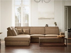 Jasnobrązowy narożnik z tkaniny szenilowej (lewostronny/w kształcie litery L) Kirou – Maison de Rêve