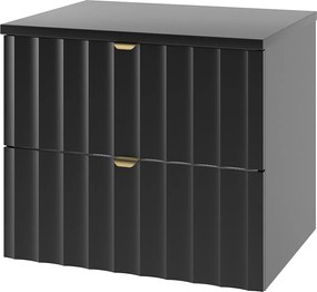 Czarny Zestaw Łazienkowy 60cm Szafka z Blatem Ryflowane Fronty Arcos