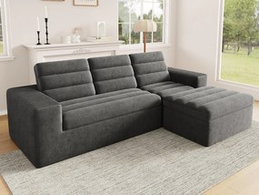 Nowoczesna sofa narożna w kształcie litery L - konstrukcja bez ramy - bez konieczności montażu - dowolna konfiguracja - tkanina sztruksowa - ciemnoszara