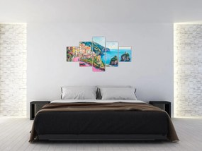 Obraz - Różowa droga przy wybrzeżu (125x70 cm)