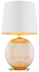 Duża lampa stołowa Hamilton, miodowa kula, kremowy abażur