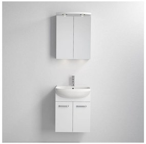 Szafka łazienkowa z umywalką Vang + podświetlana szafka z lustrem LED 230V IP44 biała