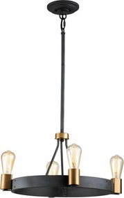 Quintiesse QN-SILAS-4P-DZ - Żyrandol na pręcie SILAS 4xE27/60W/230V czarny/złoty