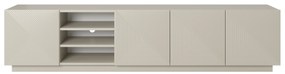 Szafka RTV Asha 200 cm ryflowanym frontem i wnęką - kaszmir
