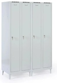 Metalowa szafka ubraniowa na nogach, 2-drzwiowa, 1920 x 600 x 500 mm, zamek cylindryczny, drzwi szare