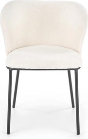 Kremowe krzesło do jadalni K518 z tkaniny bouclé