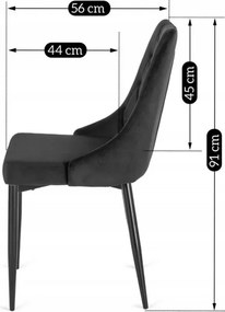 Krzesło Tapicerowane do Salonu CORK Czarne Welurowe Nowoczesne Loft
