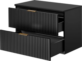 Szafka wisząca podumywalkowa czarna  mat 80 x 46 cm ASTROS Black z blatem