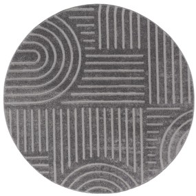 Dywan nowoczesny 3D Louis ciemny szary koło 200 cm x 200 cm
