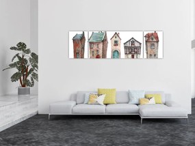 Obraz - Domy akwarelowe (170x50 cm)