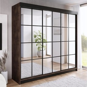 Szafa przesuwna z lustrem BARI 3 jesion ciemny 250