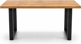 Stół rozkładany Peri 160-250x90 cm z naturalnej okleiny w odcieniu drewna na czarnych metalowych nogach