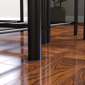 HOMCOM 4-częściowy Zestaw do Jadalni, Oszczędność Miejsca, Zestaw z Stołem, 2 Krzesłami i Ławką, dla Małych Pomieszczeń, Metal, Drewno, Brązowy