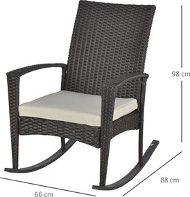Fotel krzesło bujane ogrodowe rattan brązowe outsunny