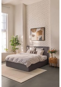 Szare tapicerowane łóżko dwuosobowe ze schowkiem i stelażem 160x200 cm Thessa Bold – Bonami Selection