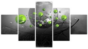 Obraz zielonych abstrakcyjnych kul (125x70 cm)