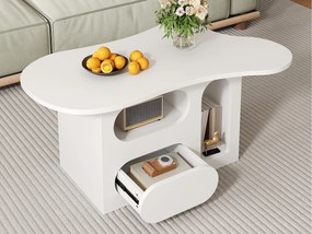 Stolik kawowy 97×45×43,5 cm - z otwartą komorą przechowawczą - z 1 szufladą - biały