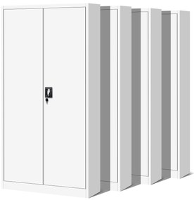 Zestaw 4x szafa biurowa metalowa na akta biała, 900x1850x400 mm: JAN
