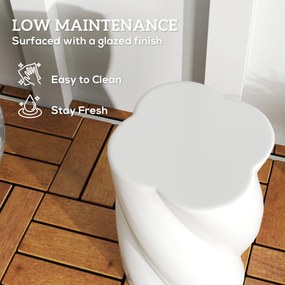 Outsunny Ceramiczny Stołek w Kształcie Spirali, Obciążalność 120kg, Ø33 x 45 cm, Odporny na Warunki Atmosferyczne, Ogrodowy Hoker z Pokrywą, Kolor Biały