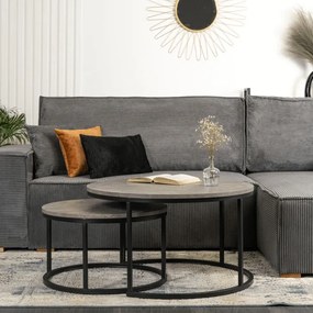 Zestaw Stolików Kawowych ROCKY MAX 60 cm/80 cm Szary Beton Nowoczesny Loft