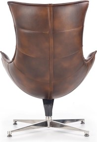 Brązowy fotel wypoczynkowy ze skóry Luxor