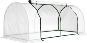 Outsunny Szklarnia z siatką PE, zimowa szklarnia foliowa ze stali, tunel foliowy 200 x 100 x 80 cm biały | Aosom PL
