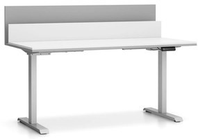 PLAN Biurko z regulacją wysokości SINGLE LAYERS, 160x80 cm, 2 silniki, z przegrodami, biały/szary