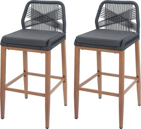 Stołek barowy MCW-O21 (zestaw 2 szt.),  antracyt, poduszka ciemnoszara