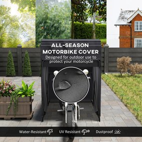 Składany zewnętrzny pokrowiec motocyklowy Outsunny Wodoodporny Ochronny Zimowy XXL 345cmx135cmx191cm Czarny