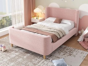 Łóżko dziecięce 90x200 cm tapicerowane welurem różowym (materac nie jest w zestawie)
