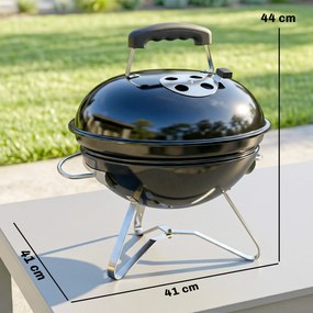 Outsunny Grill węglowy Przenośny grill kulisty z uchwytem pokrywy i regulowanymi otworami wentylacyjnymi do BBQ 41x41x44 cm Czarny | Aosom PL