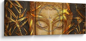Obraz - Złoty Budda (z zegarem) (90x30 cm)