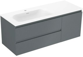 Mexen Rivel szafka łazienkowa 120 cm z umywalką Vela lewą, 2S, 1D, ryflowana, grafit/biała mat - 91A23-12047-3-BBFFF66-W23L01
