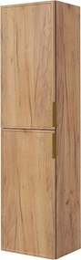 Szafka łazienkowa, dąb Gold Craft, uchwyt złoty, 27 x 35 x 136 cm