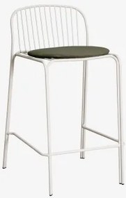 Wysoki Stołek Ogrodowy Z Stali Anerina ↑65 Cm & Intensywny Verde Olive & Lodowata Biel - Sklum